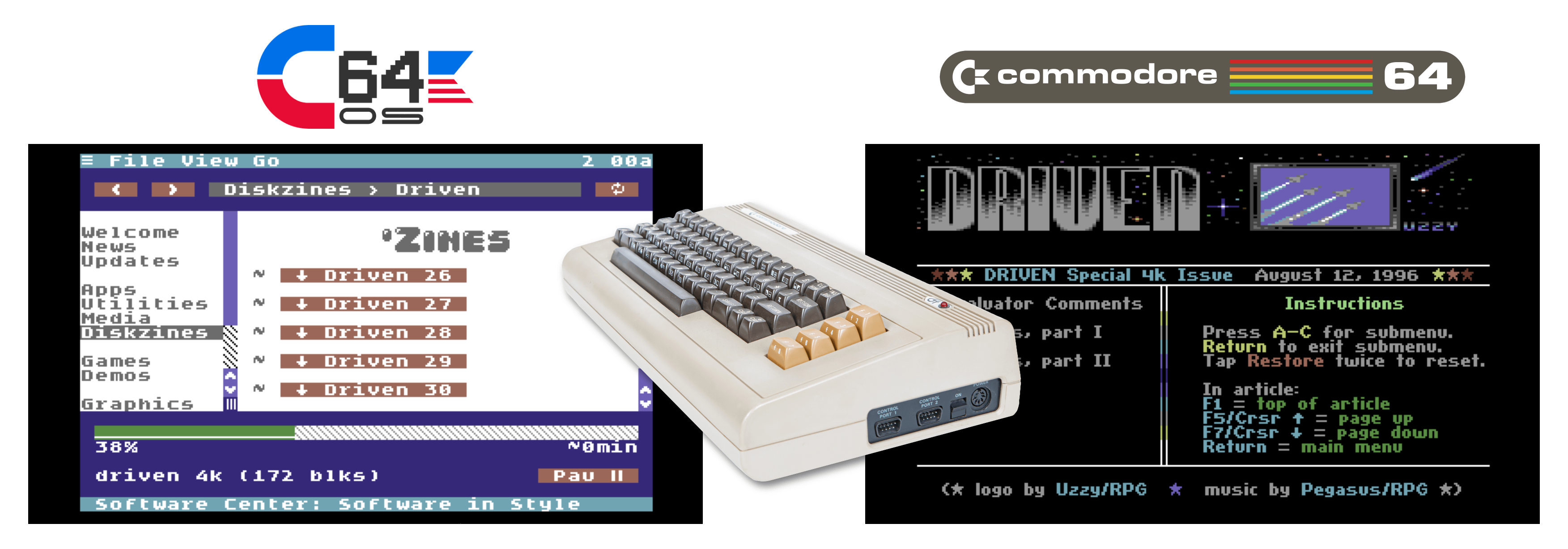 Software Center for C64 OS downloads Driven 4k Diskzine issue.