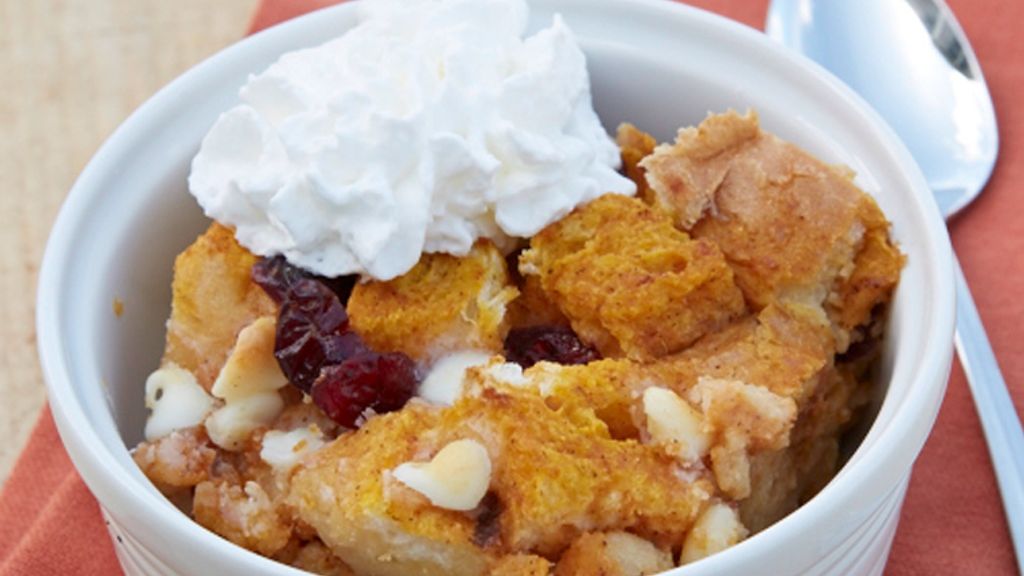 Pumpkin White Chocolate Bread Pudding