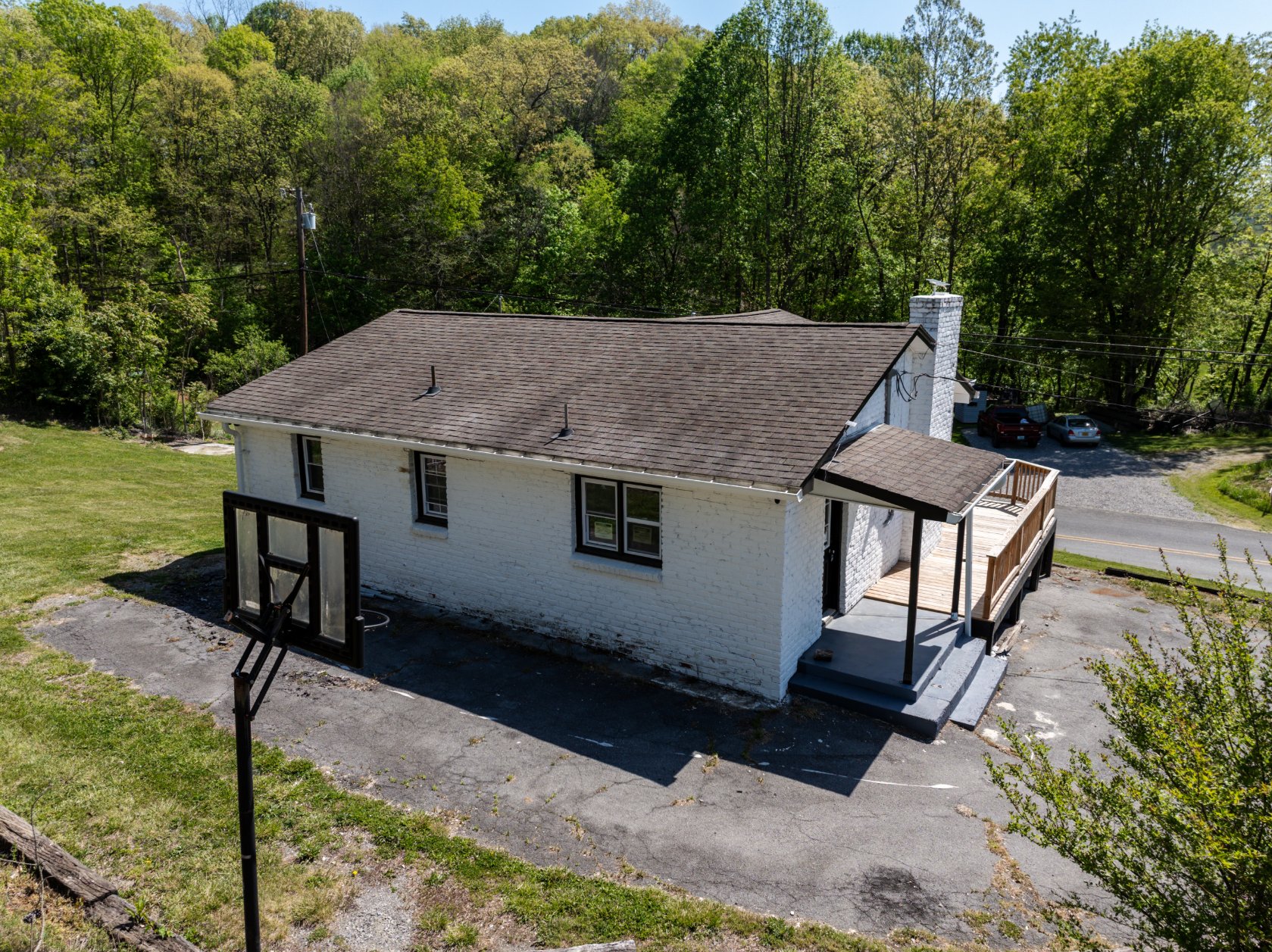 Aerial view of the back yard