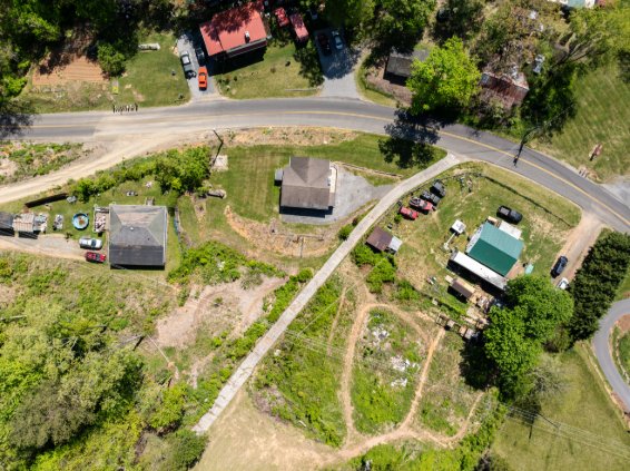 Aerial top-down view of the roof