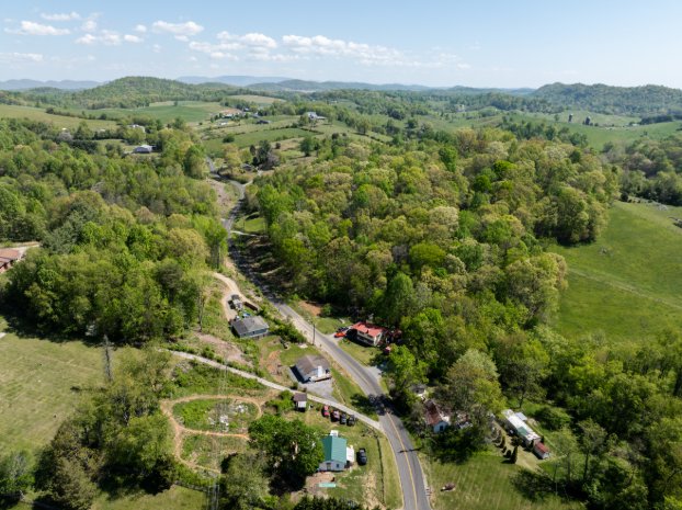 Aerial view along the road