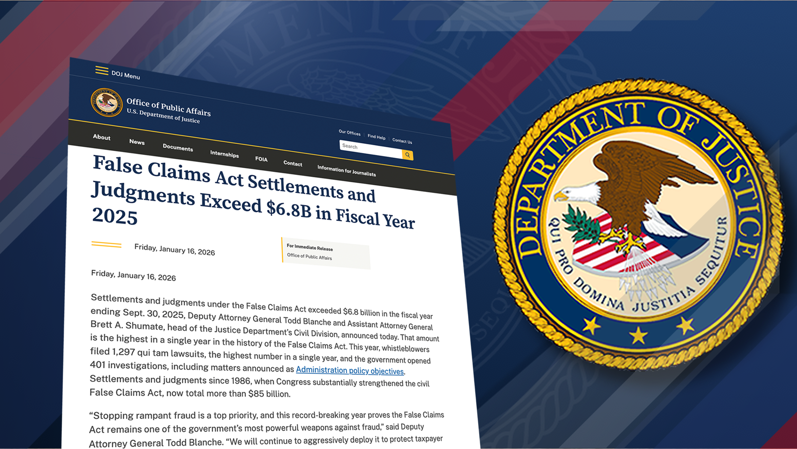 DOJ Secures Record 6.8 Billion in Healthcare Fraud Settlements for FY 2025
