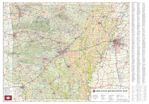 Arkansas Recreation Wall Map – 26 inch