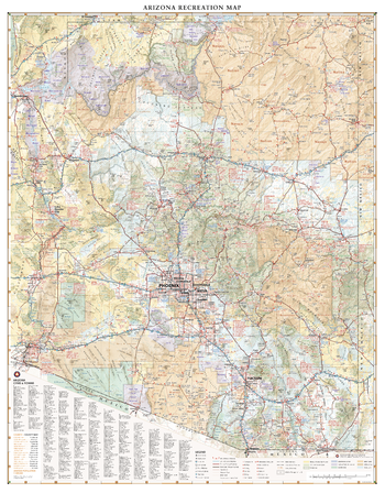 Arizona Recreation Wall Map – 26 inch