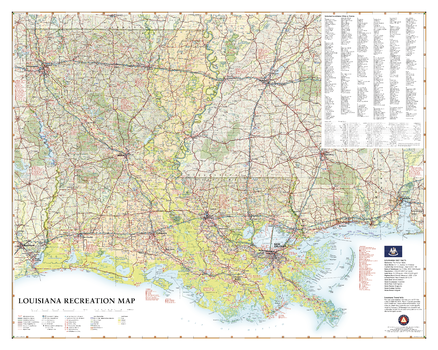 Louisiana Recreation Wall Map – 26 inch