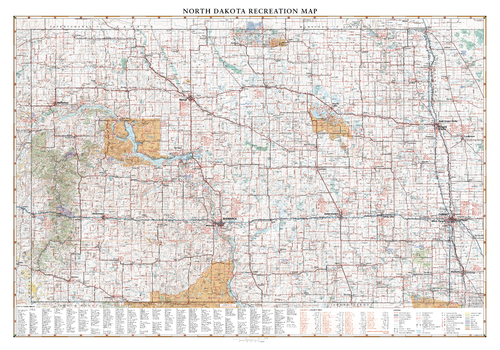 North Dakota Recreation Wall Map – 26 inch
