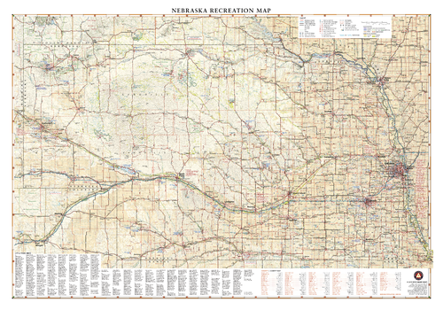 Nebraska Recreation Wall Map – 26 inch