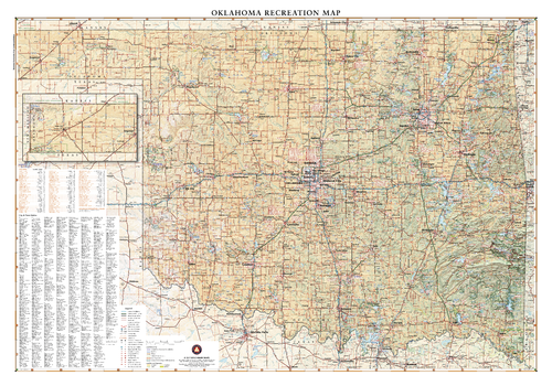 Oklahoma Recreation Wall Map – 26 inch