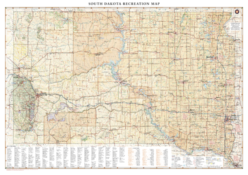 South Dakota Recreation Wall Map – 26 inch