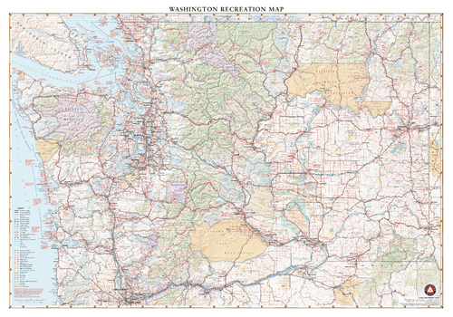 Washington Recreation Wall Map – 26 inch