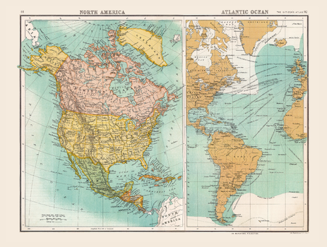 Historic Map of North America and Atlantic Ocean (1898)