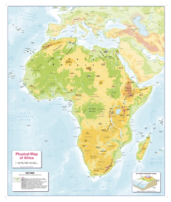 Colour Blind Friendly Children's Physical  Map of Africa