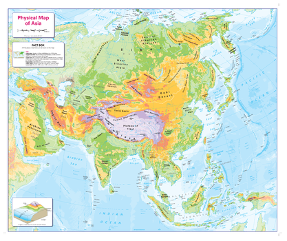 Colour Blind Friendly Children's Physical Map of Asia