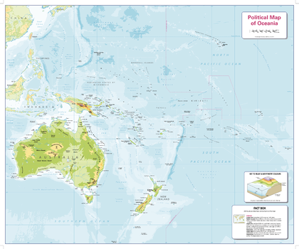 Colour Blind Friendly Children's Physical Map of Oceania