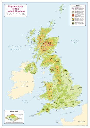 Colour Blind Friendly Children's Physical  Map of the UK