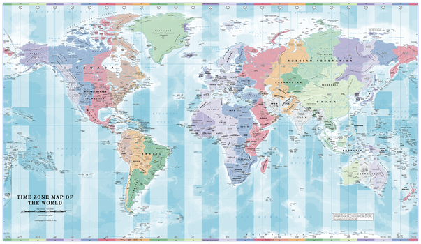 Time Zone Wall Map of the World - Poster
