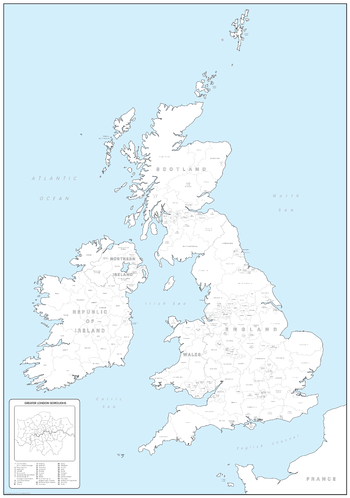 British Isles Counties and Regions Colouring Map - Big