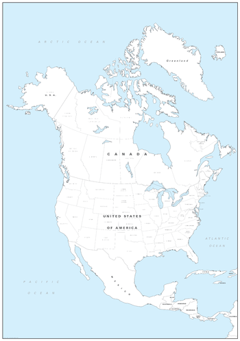North America Colouring Map - Large