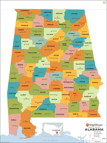 Alabama Counties Map - Standard