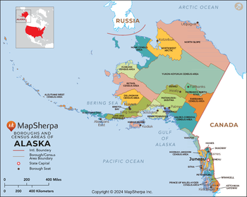 Alaska Boroughs and Census Areas (Counties) Map - Standard