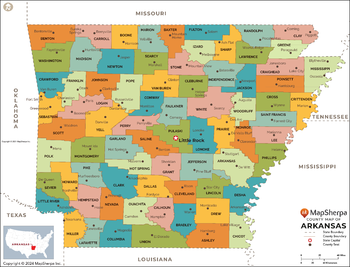 Arkansas Counties Map - Large