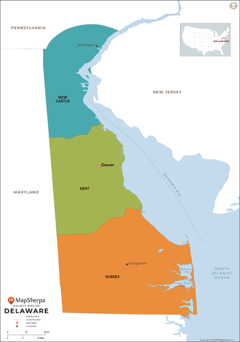 Delaware Counties Map - Extra Large
