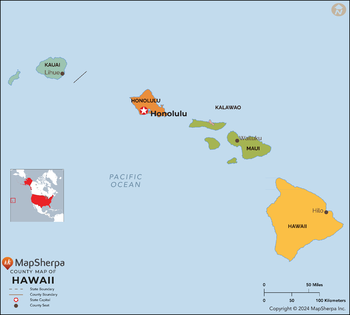 Hawaii Counties Map - Extra Large