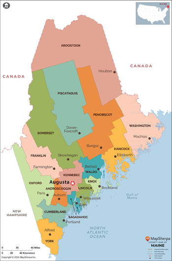 Maine Counties Map - Standard