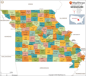 Missouri Counties Map - Large