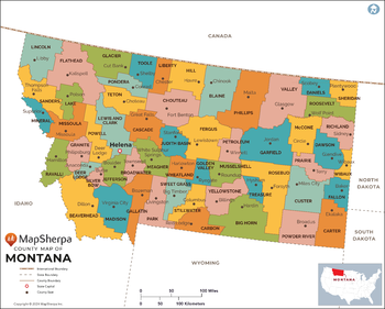 Montana Counties Map - Large