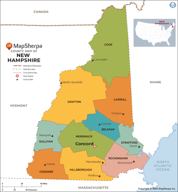 New Hampshire Counties Map - Standard