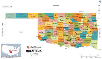 Oklahoma Counties Map - Extra Large
