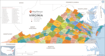 Virginia Counties Map - Large