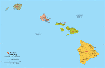 Hawaii ZIP Code Map with Counties - Standard