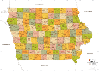 Iowa ZIP Code Map with Counties - Standard