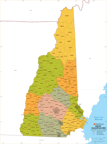New Hampshire ZIP Code Map with Counties - Standard