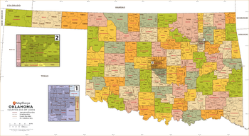Oklahoma ZIP Code Map with Counties - Standard