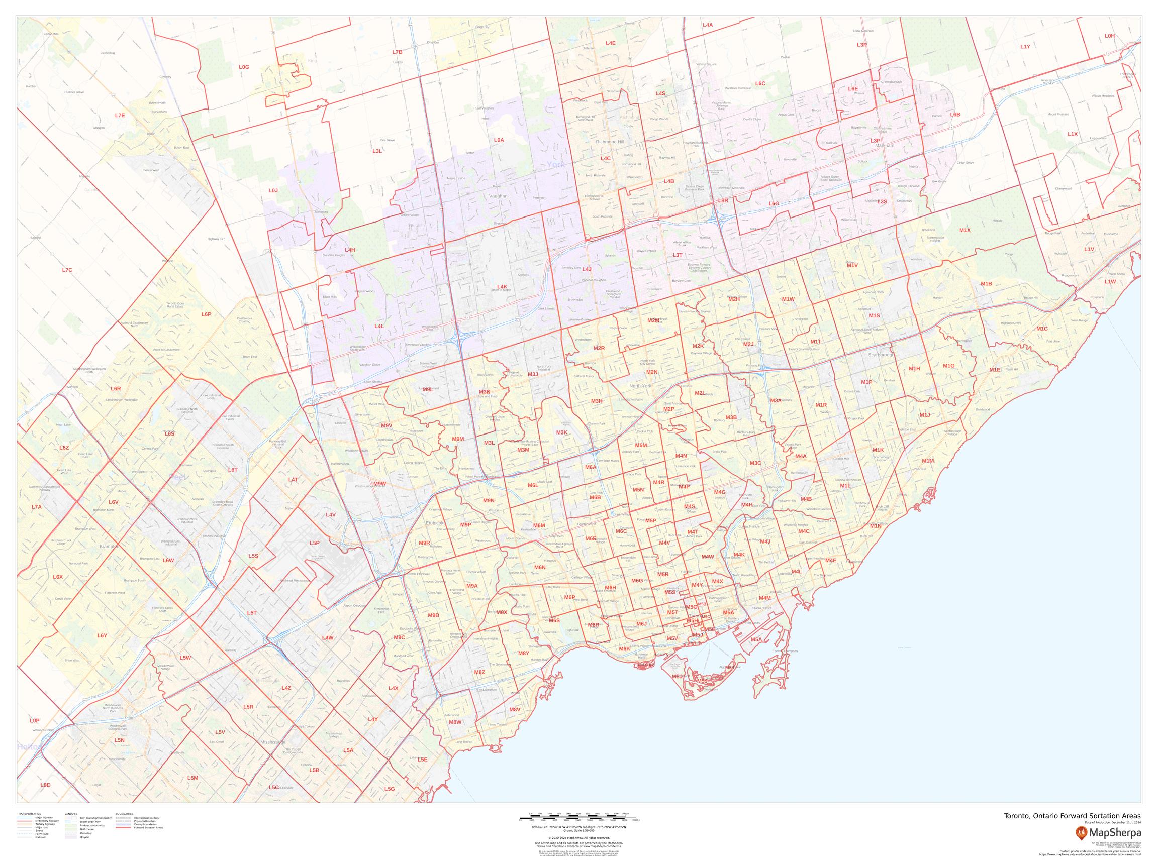 toronto postal code map Toronto Ontario Postal Code Forward Sortation Areas toronto postal code map