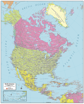 North America Political Map - Compact