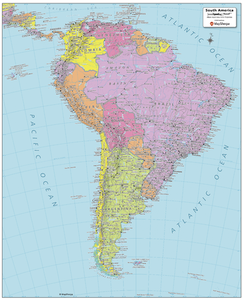 South America Political Map - Compact