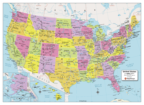 USA Political Map - Compact