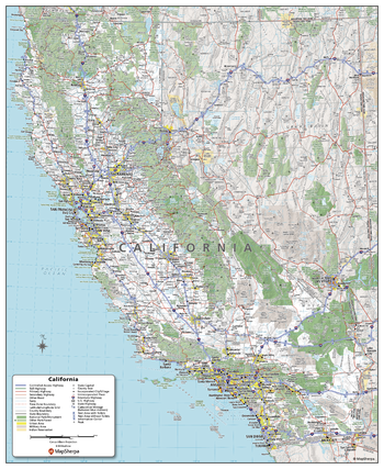 California State Wall Map - Compact