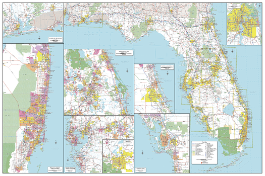 Florida State Wall Map - Large