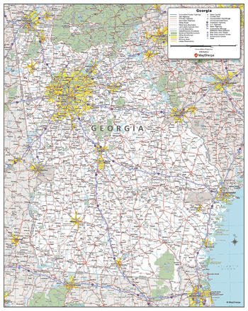 Georgia State Wall Map - Compact