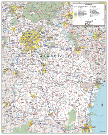 Georgia State Wall Map - Poster