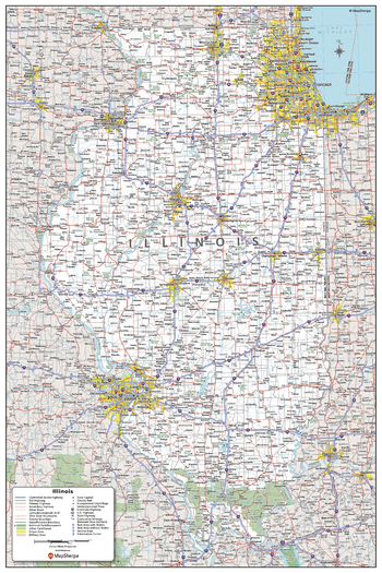 Illinois State Wall Map - Compact