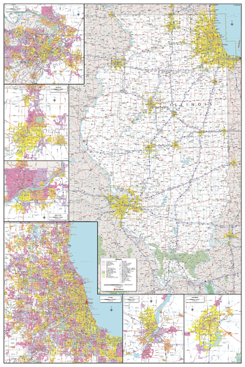 Illinois State Wall Map - Large