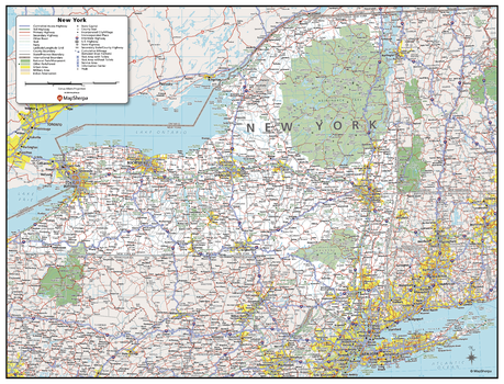 New York State Wall Map - Compact