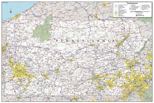 Pennsylvania State Wall Map - Compact