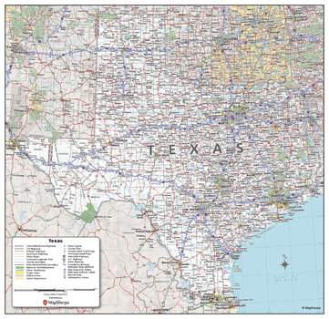 Texas State Wall Map - Compact